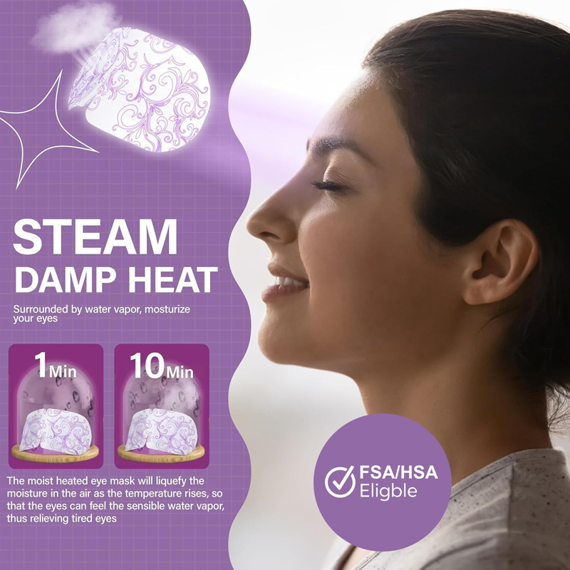 02 Pack Steam Eye Masks, Disposable Self-Heating Warm Compress Eye Patches for Dry Eyes & Sleep, Soothe Headaches & Dryness, Relieve Stress and Eye Fati