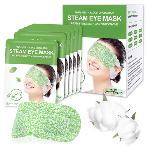1 16 Pack Steam Eye Masks, Fragrance-Free Disposable Self-Heating Warm Compress Eye Patches, Relieve Dry Eyes, Eye Fatigue & Puffiness, Travel Essentia