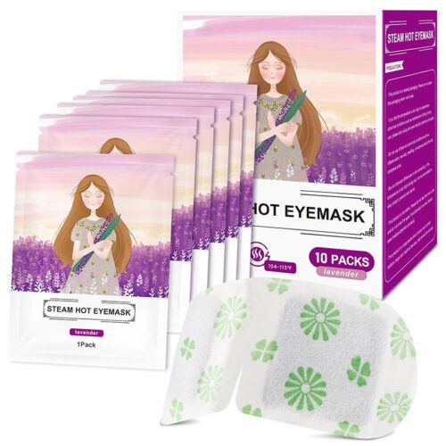 1 10 Pack Steam Eye Masks, Lavender Scent Disposable Self-Heating Warm Compress Eye Patches, Relieve Eye Fatigue, Perfect for Home Use, Sleep, Spa & Tr