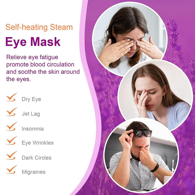 3 10 Pack Steam Eye Masks, Lavender Scent Disposable Self-Heating Warm Compress Eye Patches, Relieve Eye Fatigue, Perfect for Home Use, Sleep, Spa & Tr