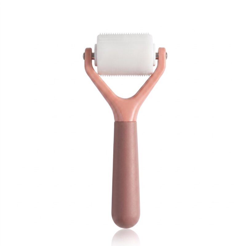 Soft Two-tone Plastic Straight Handle Derma Roller, Morandi Contrast Color Microneedling Tool
