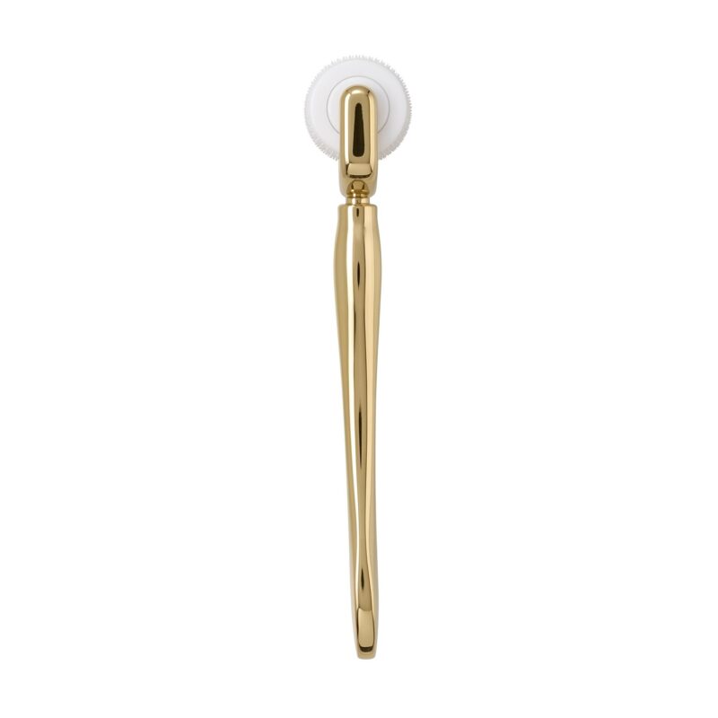 Full Metal Glossy Straight Handle Derma Roller, Integrated Luxury Polished Microneedling Tool