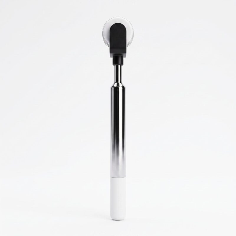 Two-tone Metal Spliced Straight Handle Derma Roller, Luxury Microneedling Tool For Face Serum Absorption