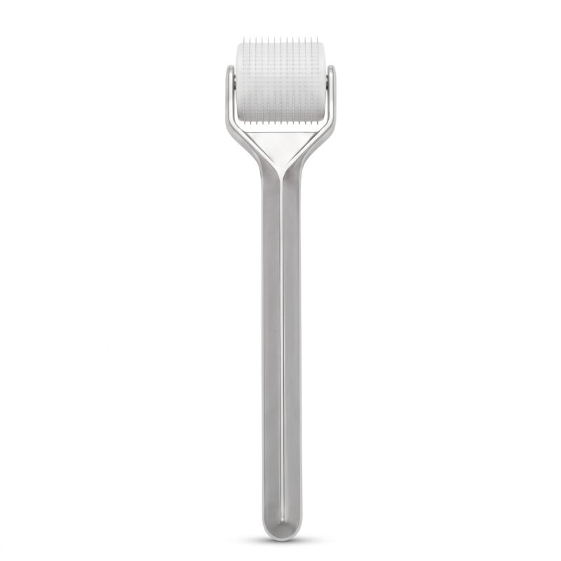 银色长条滚轮美容仪-正面 Triangular Straight Handle Stainless Steel Derma Roller, Compatible With Multi-specification Beauty Microneedle Roller