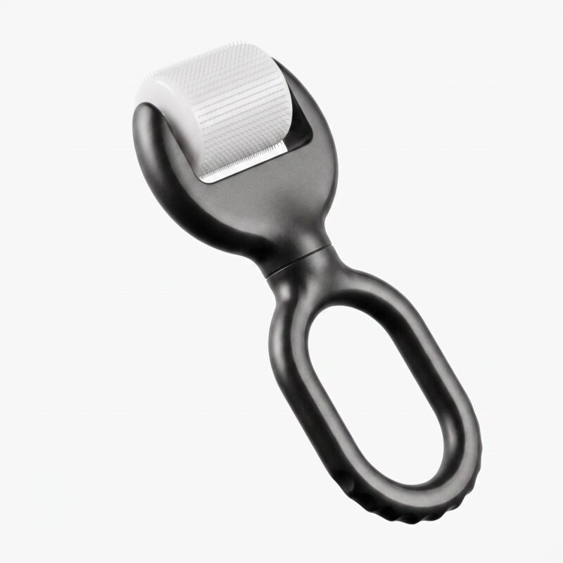 黑色双环滚轮美容仪-45度角 Loop Grip Plastic Derma Roller, Ring Handle Microneedling Tool For Face Serum Absorption