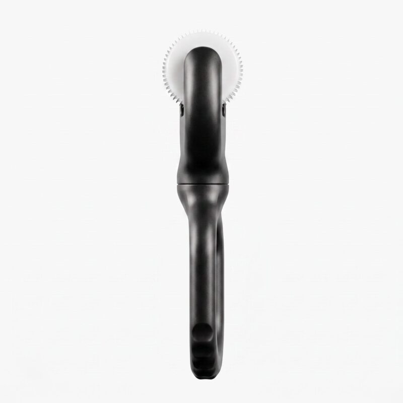 黑色双环滚轮美容仪-侧面 Loop Grip Plastic Derma Roller, Ring Handle Microneedling Tool For Face Serum Absorption