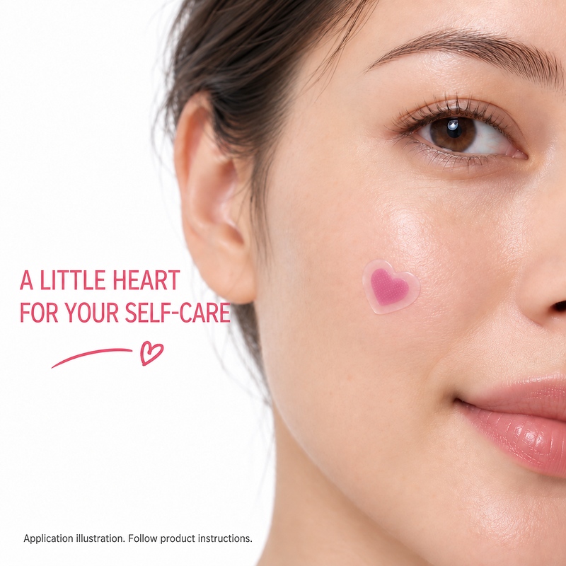 Pink Heart Acne Patches White Base
