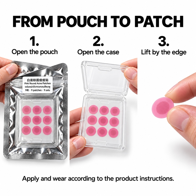 Pink Round Acne Patches White Base
