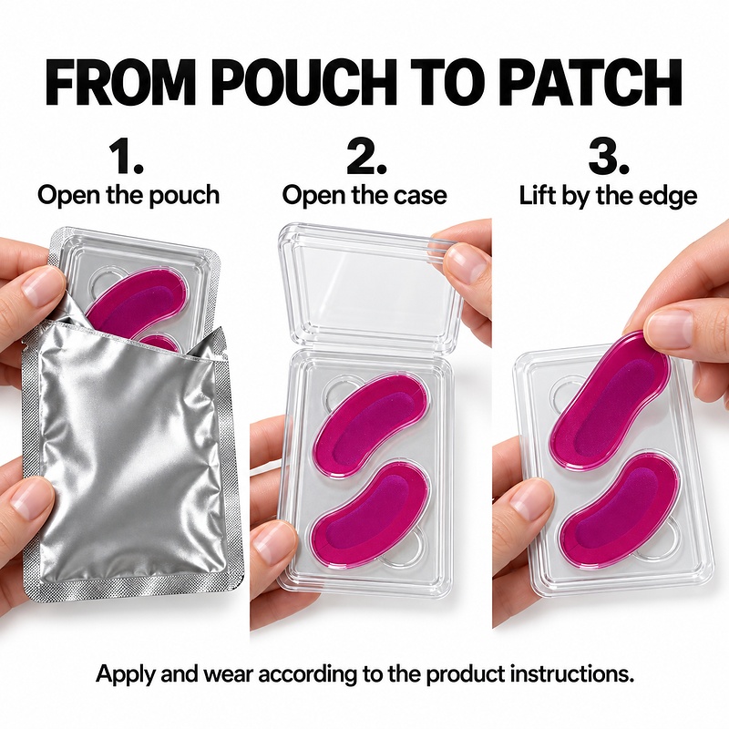 电商图_05_取用步骤 Handling Steps Pink Small Eye Patches