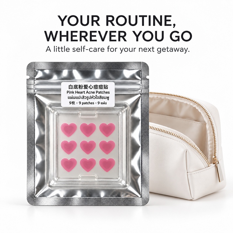 Pink Heart Acne Patches White Base