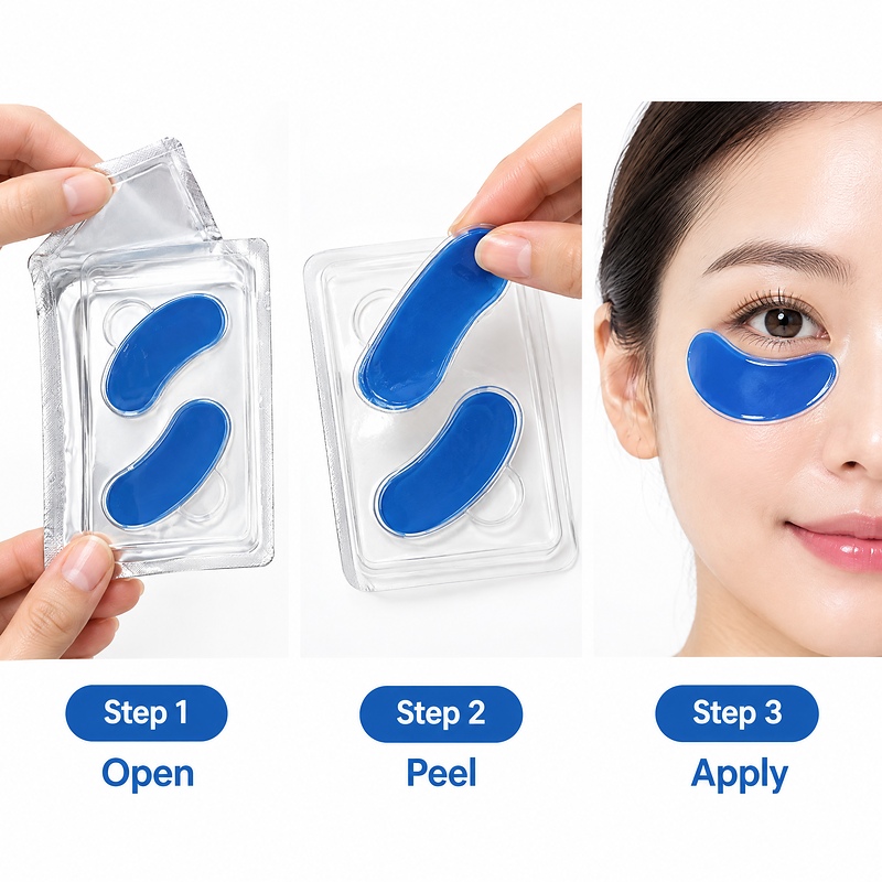 蓝1小眼贴-图05-使用步骤 Usage Steps Blue Small Eye Patches 1