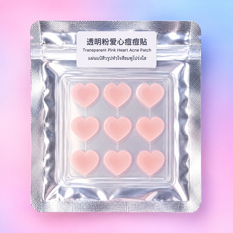 透明粉爱心痘痘贴-图01-主图 Hero Image Clear Pink Heart Acne Patches