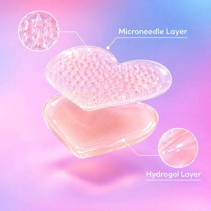 透明粉爱心痘痘贴-图06-结构拆分 Exploded Structure Clear Pink Heart Acne Patches