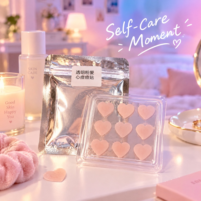 透明粉爱心痘痘贴-图09-场景营销 Lifestyle Marketing Clear Pink Heart Acne Patches